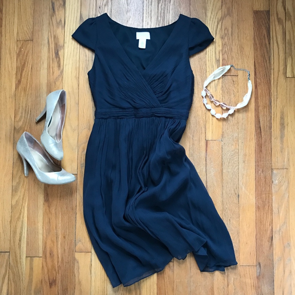 J. Crew Navy Silk Dress
